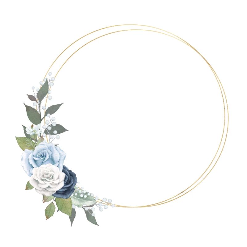 Blue Roses, Circle, Personalizable