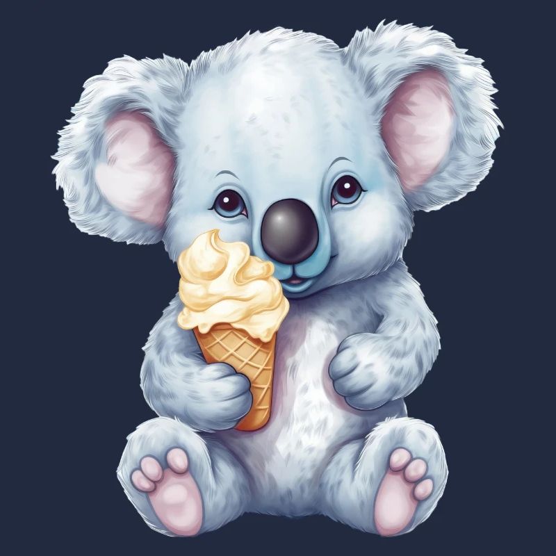 Süßer Comic Koala mit Vanille Softeis