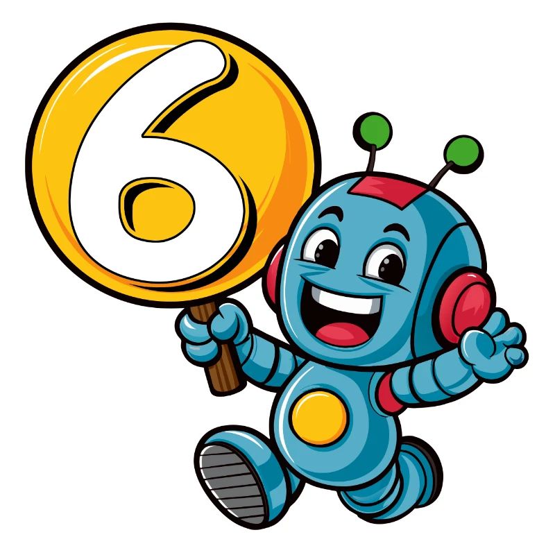 Endlich 6 Jahre sechs sechster Geburtstag Roboter