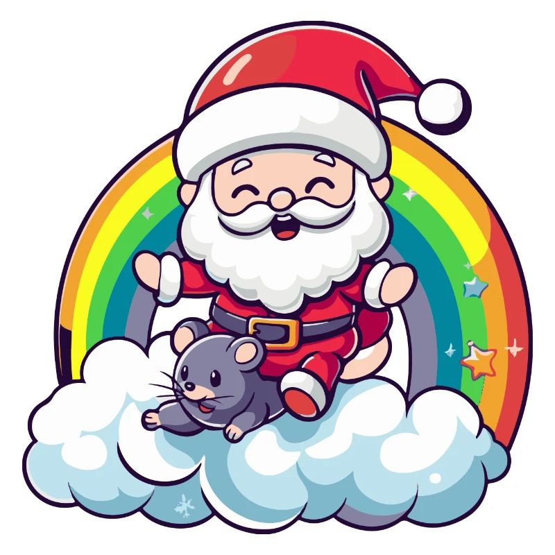 Maus Weihnachtsmann Regenbogen