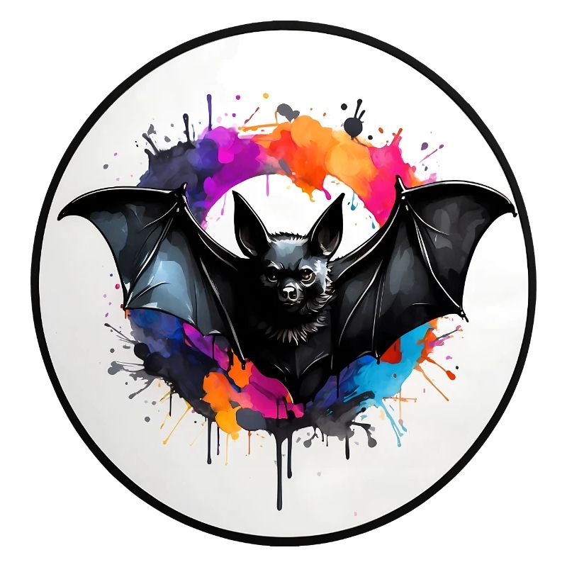 Chauve-souris en technique d’aquarelle dans une zone circulaire