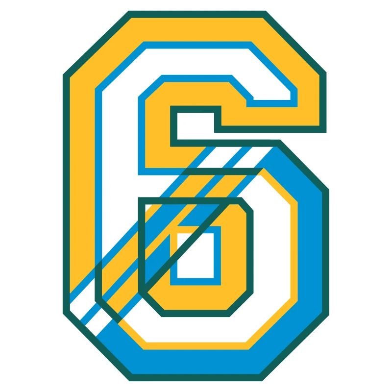 Jersey number six in varsity style