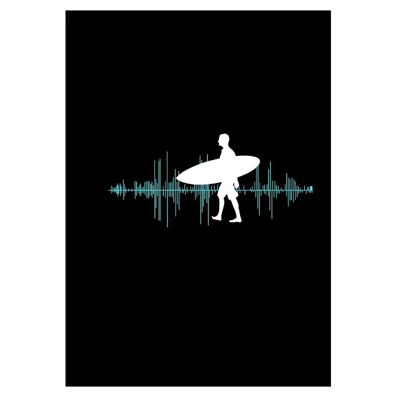 Surfer silhouette with sound wave layout