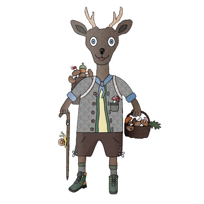 Forest magic with deer and mushroom