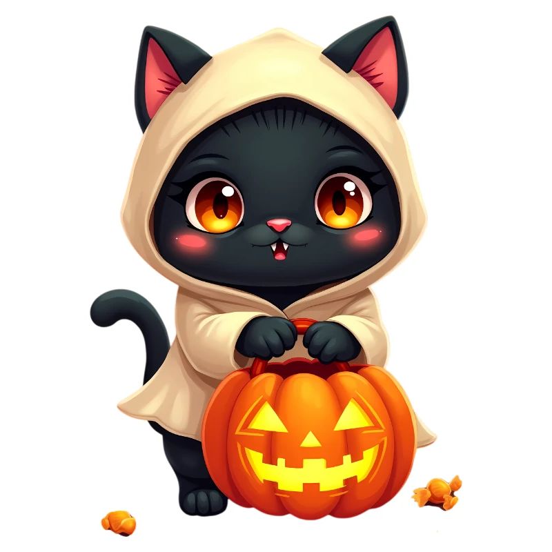 Chat d’Halloween avec citrouille d’Halloween