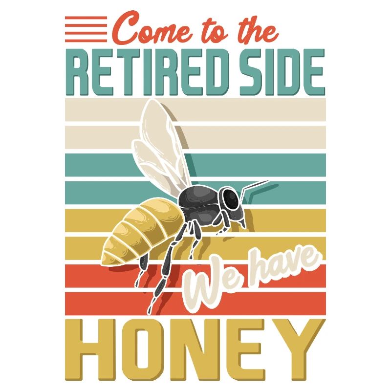 Retired Side Honey Funny Bee Retro Sunset Design