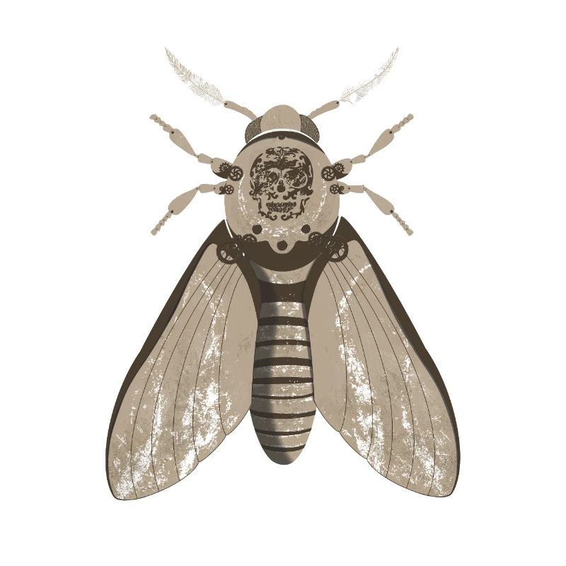 Papillon de nuit crâne dans le style steampunk
