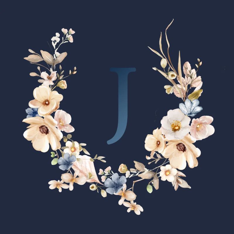 J Monogramm , Floral, Boho
