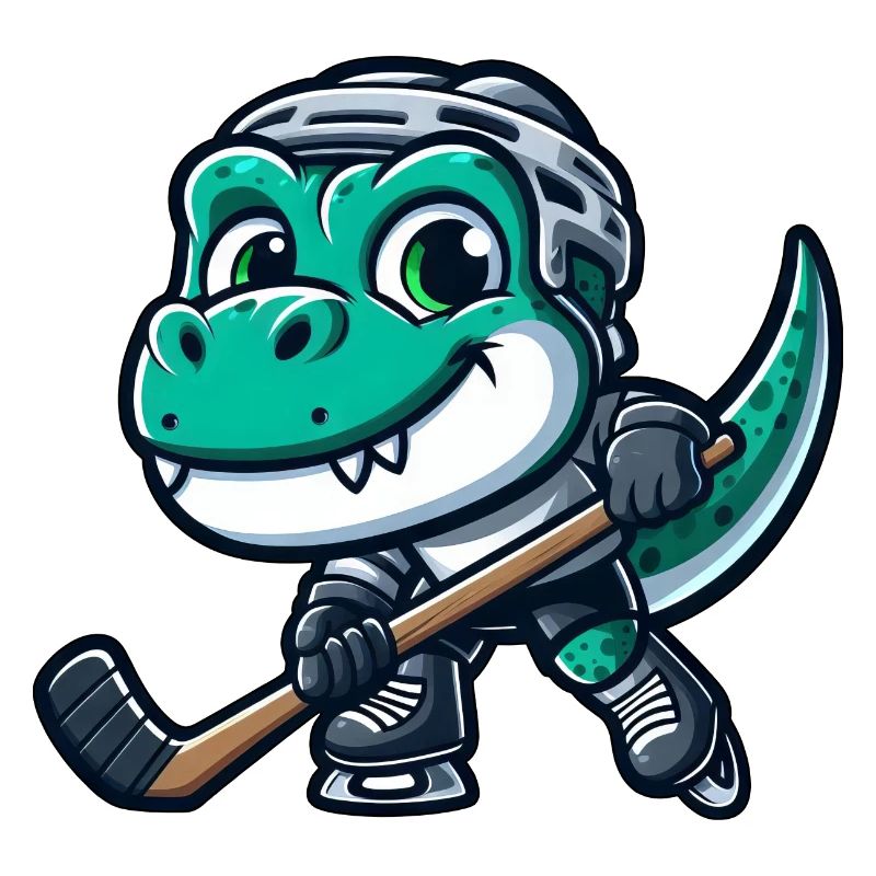 Dino T-Rex Dinosaurier spielt Eishockey