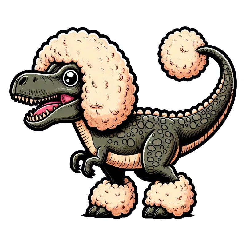 Caniche T-Rex Fusion Cartoon