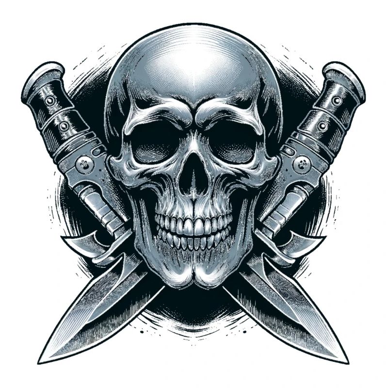 Twin Blades: Skull Between Daggers