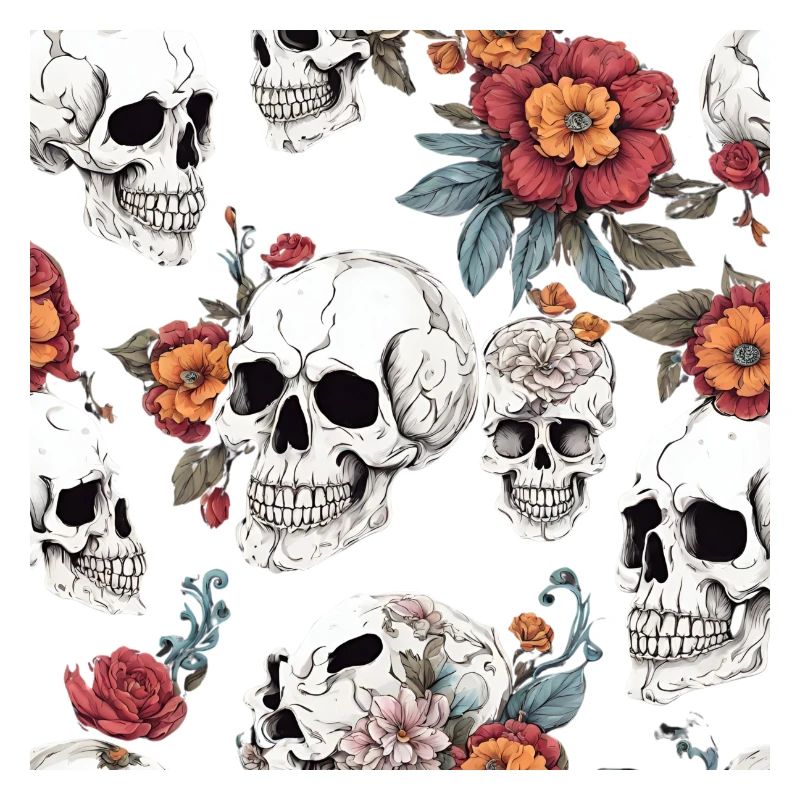 Crâne et fleurs
