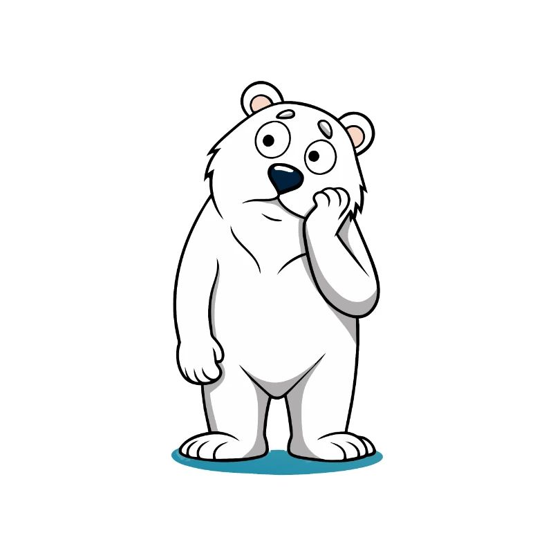 Perplexed Eisbär: Neugieriger Cartoon-Bär