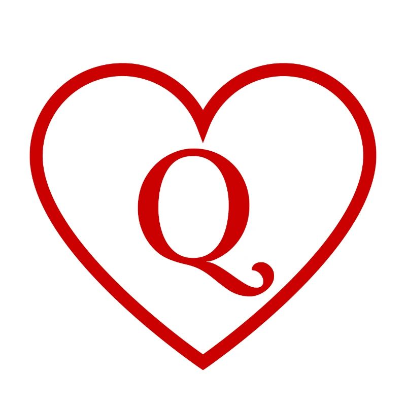 Buchstabe q rotes Herz