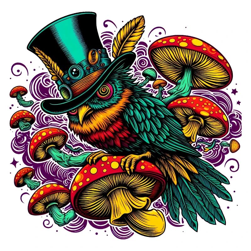 Hibou coloré avec chapeau haut de forme