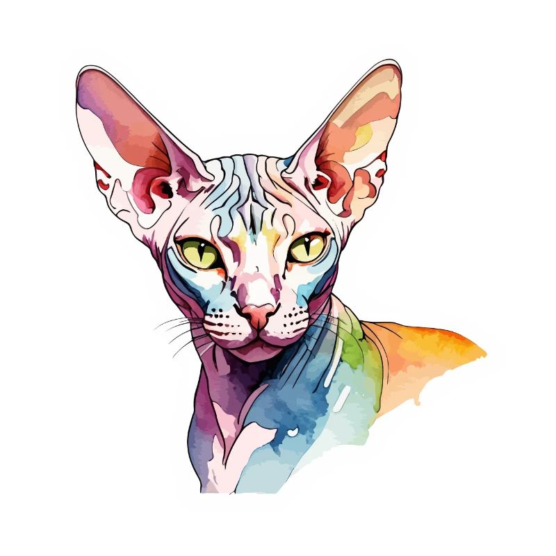 Sphynx Katze Wasserfarben