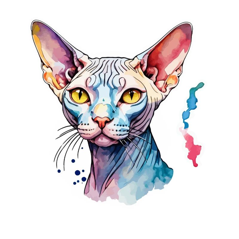 Sphynx Katze Wasserfarben