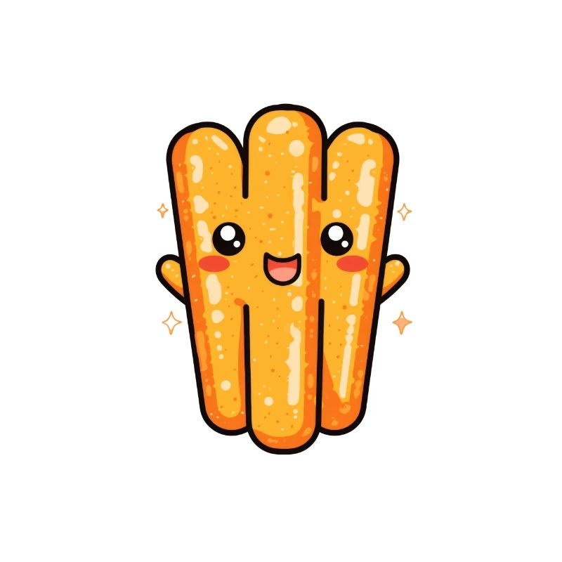 Bâtonnets de pomme de terre riante jaune doré dessin animé