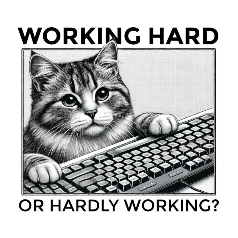Humorous Keyboard Cat: Working Hard or Hardly Work