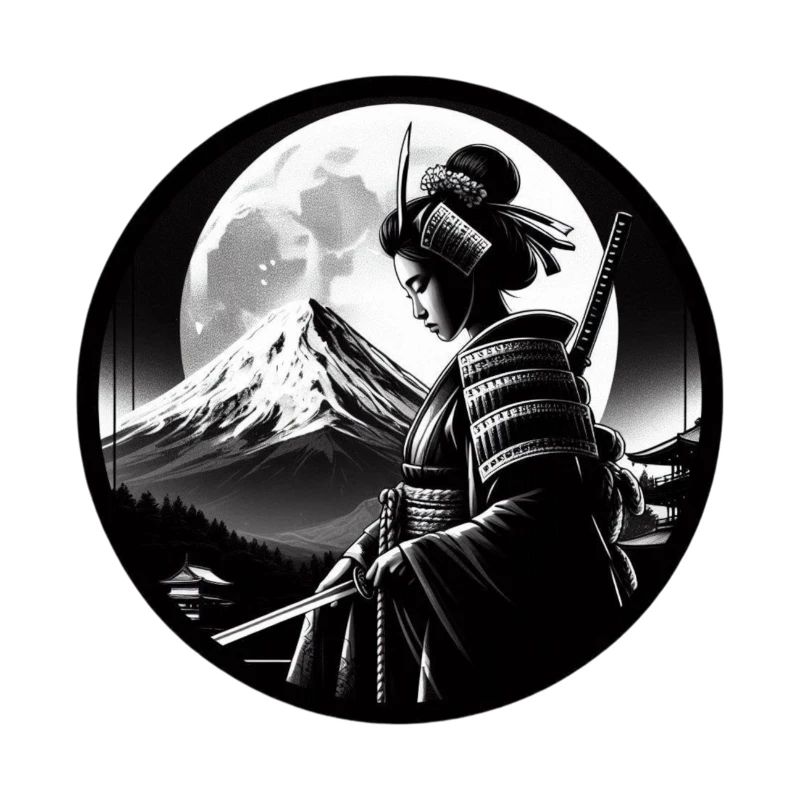 Femme Samouraï Japonaise devant fuji