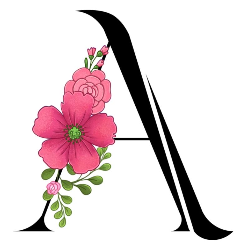 Eleganter Buchstabe 'A' mit Blumen