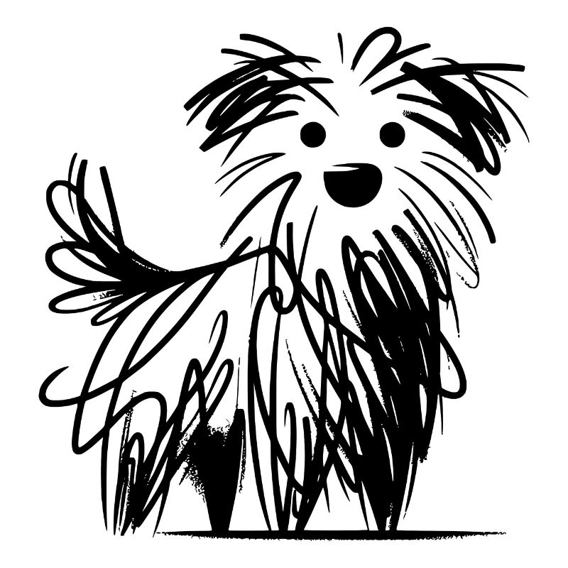 Playful Dog Sketch in Inks Doodle Lines