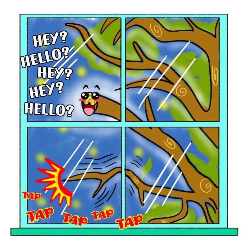 Drôle Kawaii Mignon Branche d’arbre Tapping Art classique