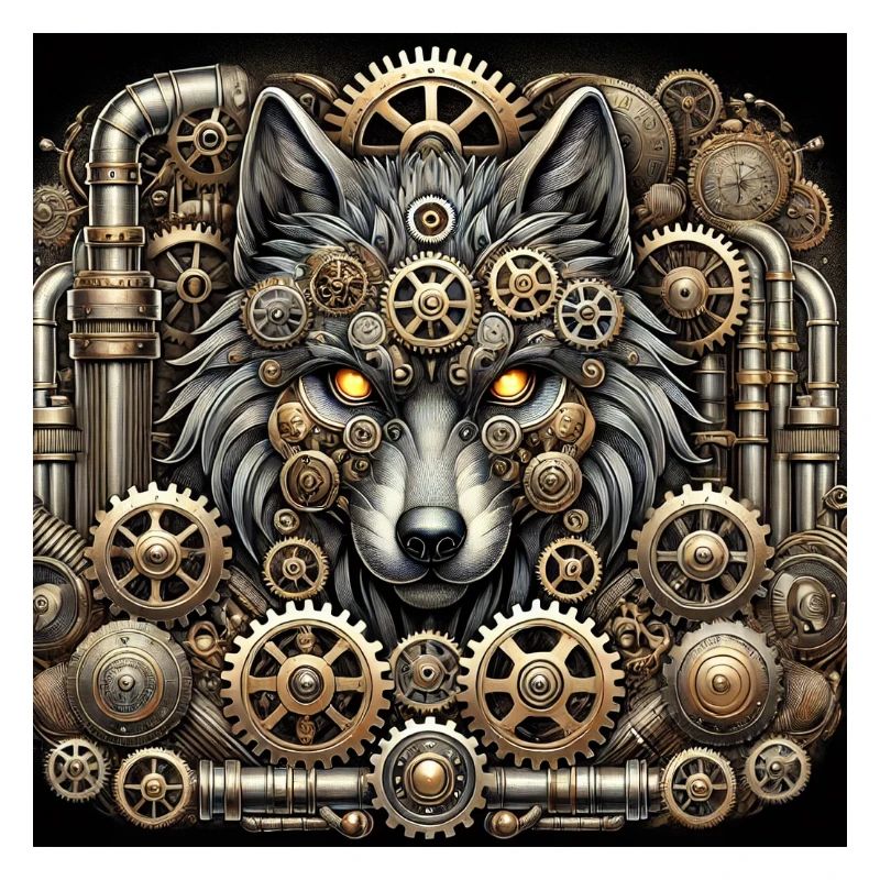 Mecha Wolf Steampunk Guardian
