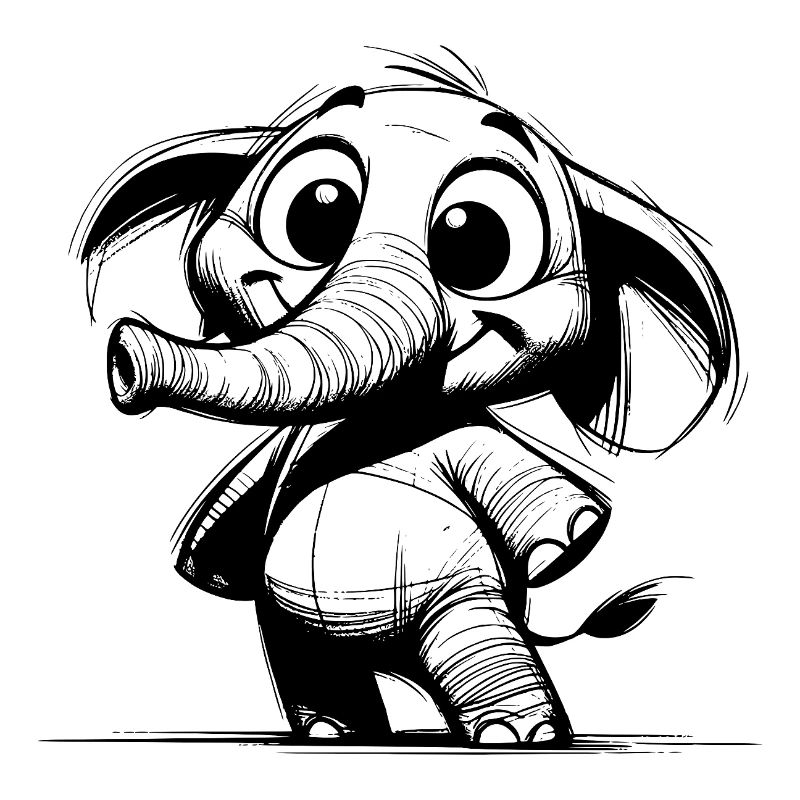 Bébé éléphant avec une énorme trompe et des yeux