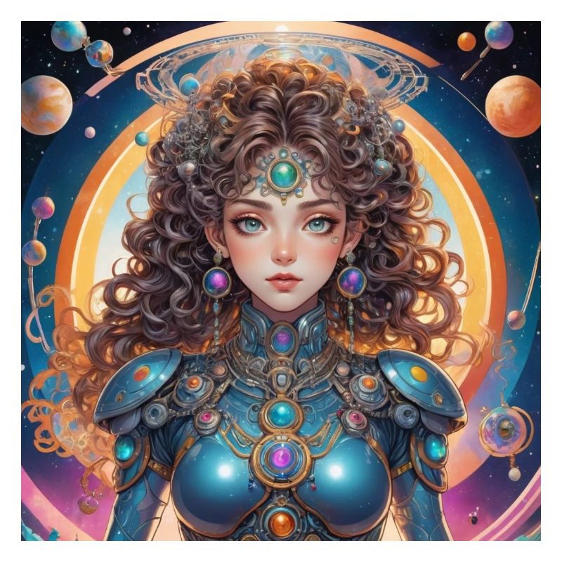 Princesse avec un halo dans l’espace