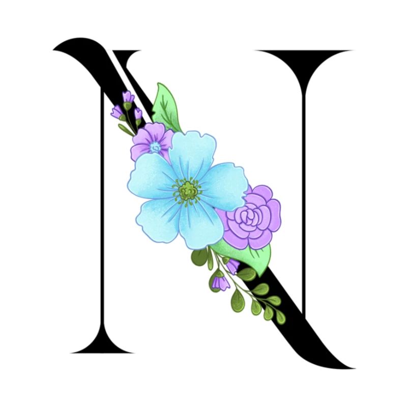 Eleganter Buchstabe 'T' mit Blumen