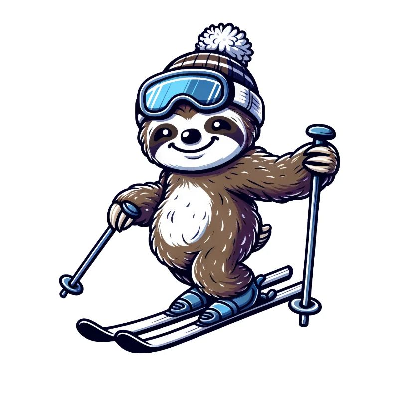 Relaxed Sloth Skier – Winter Fun