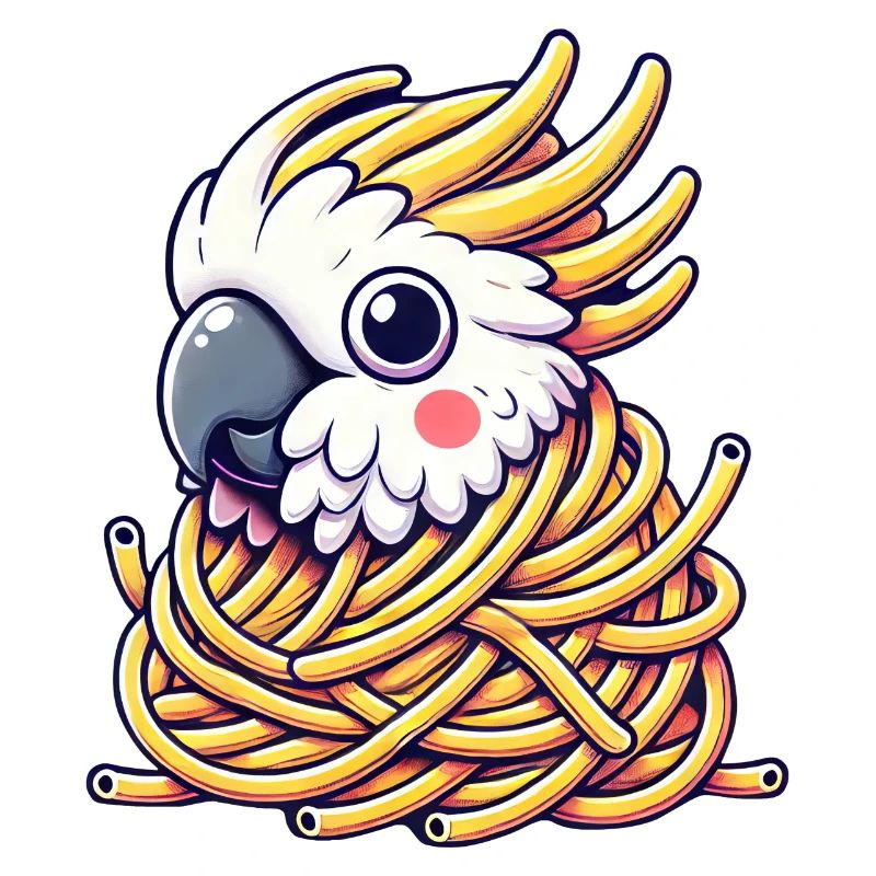 Oiseau mignon Cacatoès Oiseau de paradis Spaghetti Monster