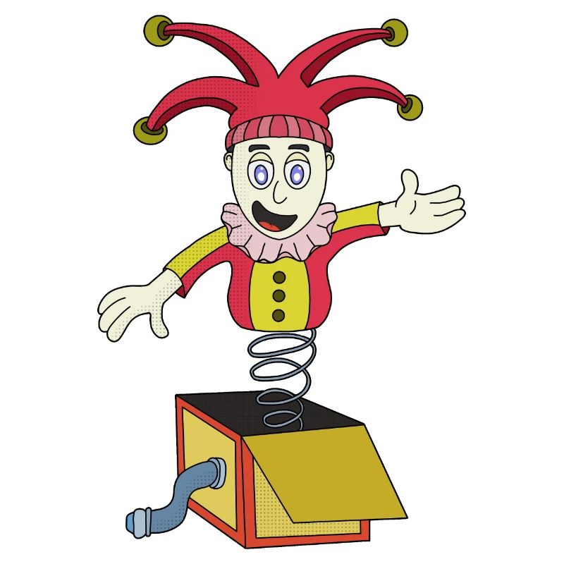 Surprise box with a clown