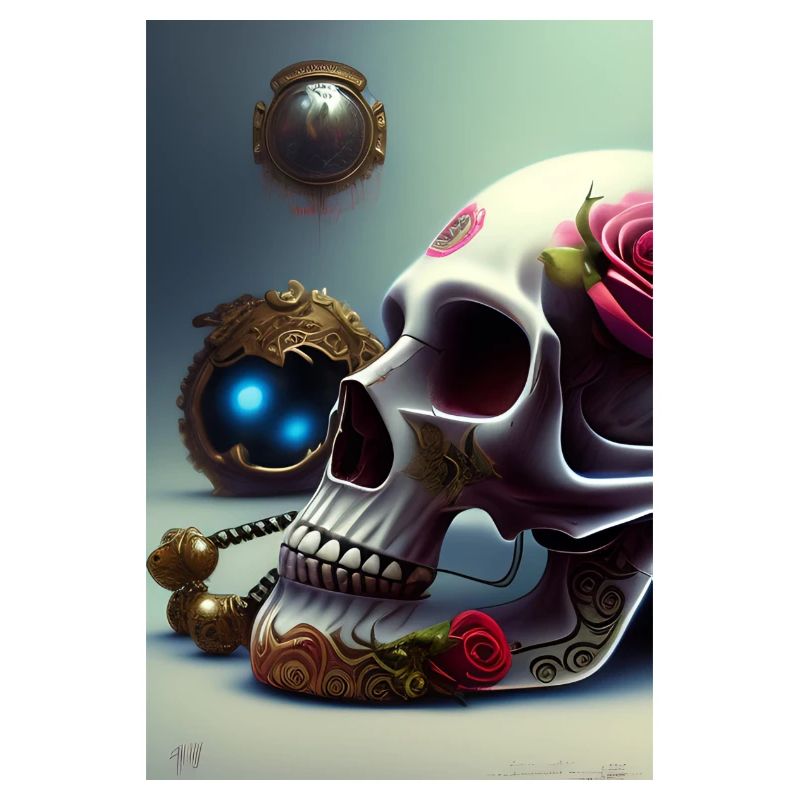 Abstract skull with rose