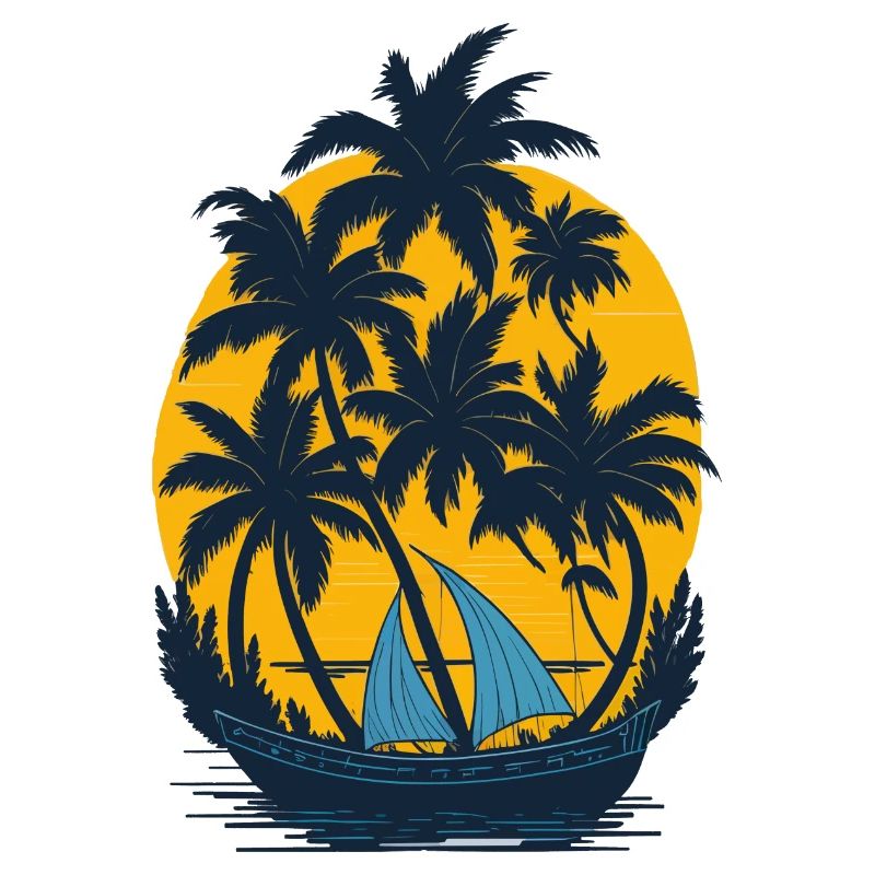 Sunset on the palm boat