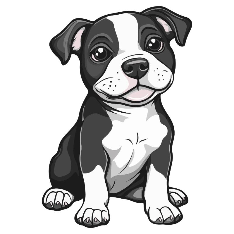 Pitbul Terrier Chien Bande Dessinée Mignon Fosse