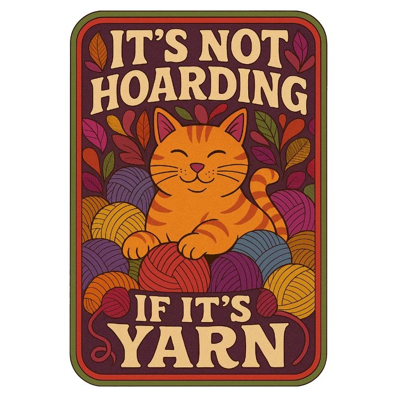 Hoarding Yarn Cat Illustration