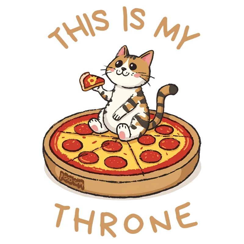 Chat de dessin animé sur pizza – C’est mon trône