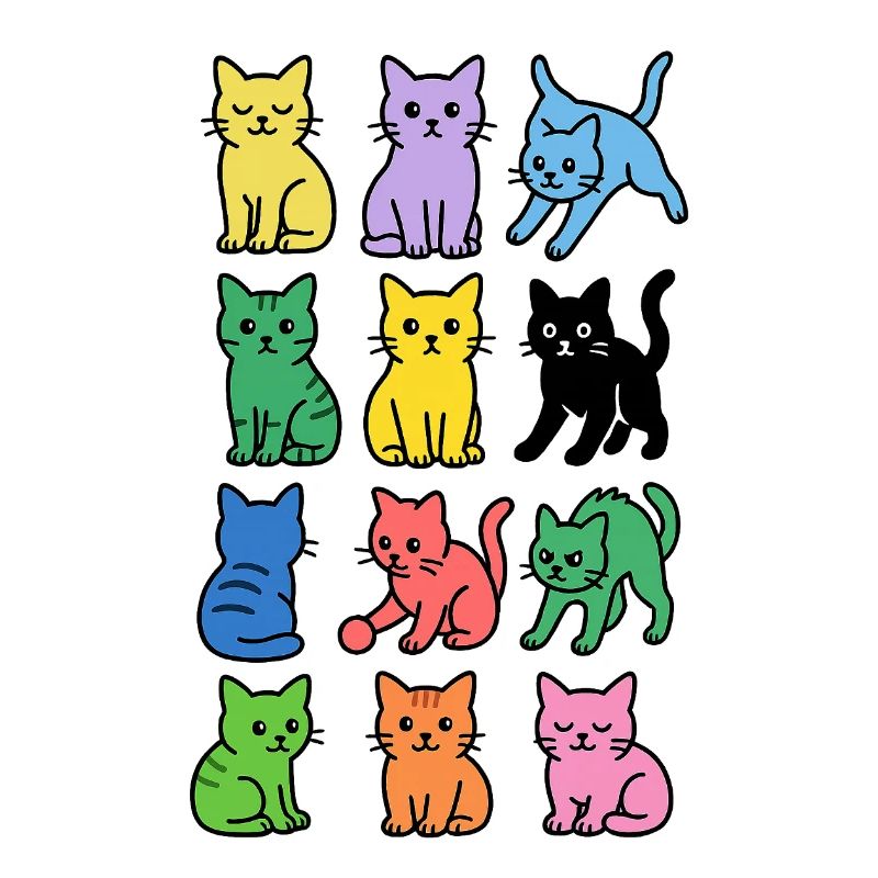 Regenbogenkatzen in knalligen Farben