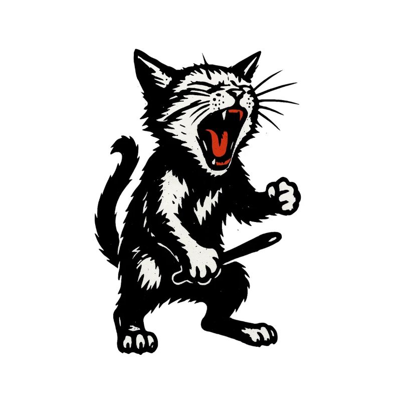 Angry Cat Black & White
