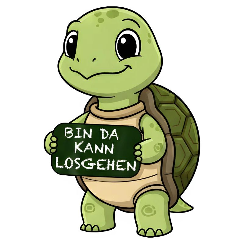 Cute turtle with funny starting phrase