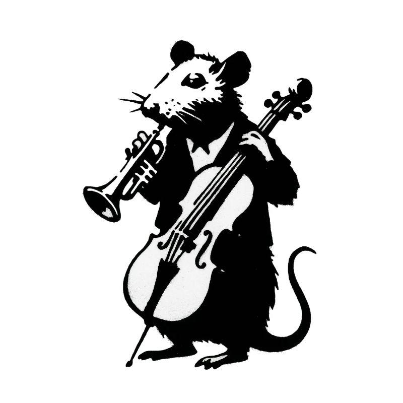 Musical mouse with cello and clarinet