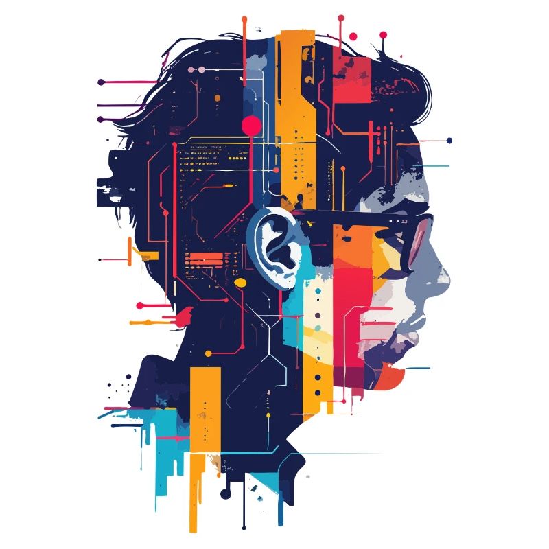 Digital AI Motif PCB Hacker Circuit Art