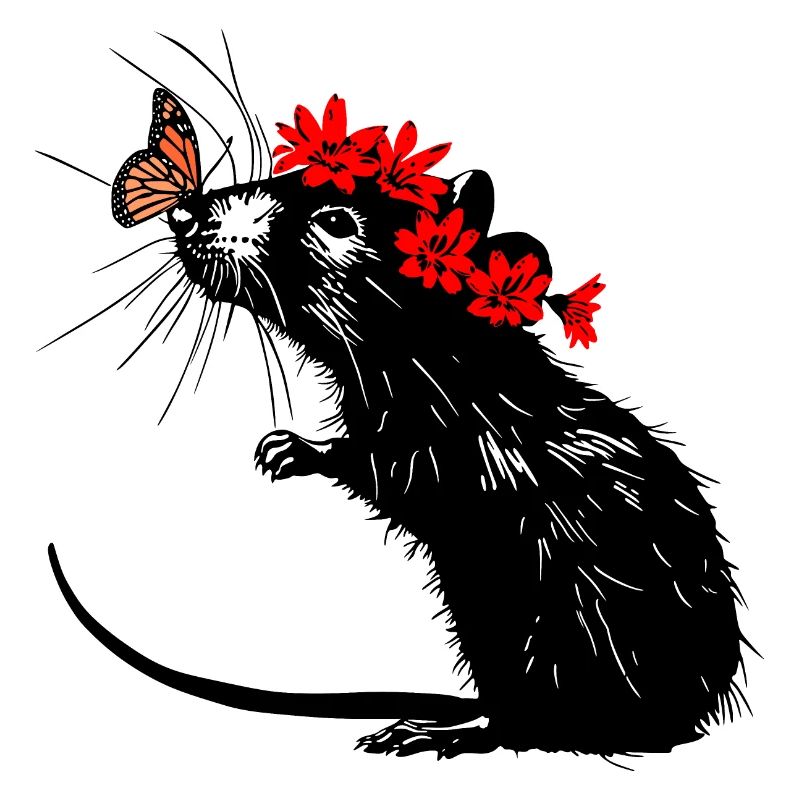 Baisers de papillon : Rat avec papillon