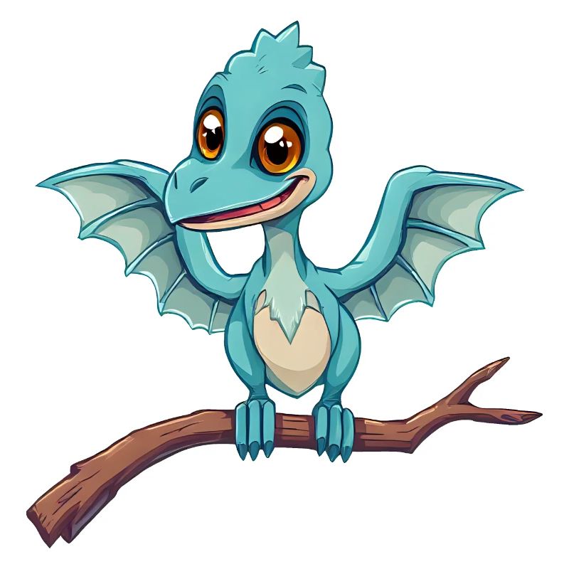 Mystischer blauer Dinosaurier hebt ab
