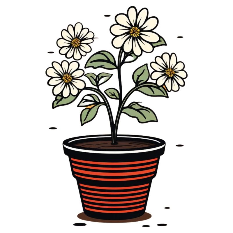 Pot de fleurs mignon style fleurs blanches