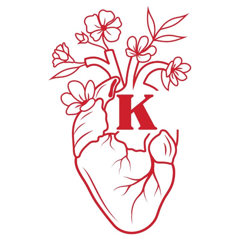 Buchstabe k Herz rot Blumen Anatomie