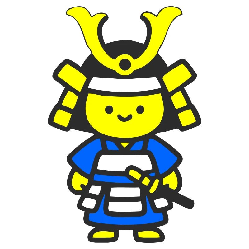 Kawaii Samurai in Blau