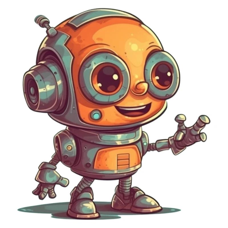 Cute waving robot technology friend